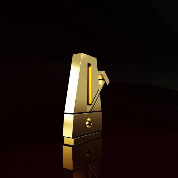 Gold Classic Metronome Dengan Pendulum Dalam Ikon Gerak Terisolasi Pada — Stok Foto