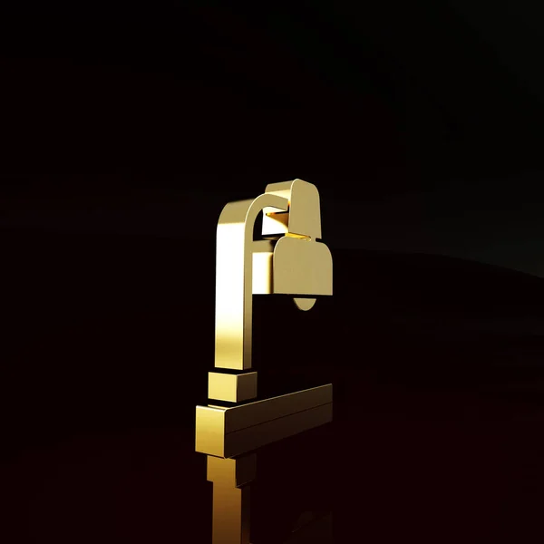 茶色の背景に隔離されたゴールドテーブルランプアイコン 最小限の概念 3Dイラスト3Dレンダリング — ストック写真