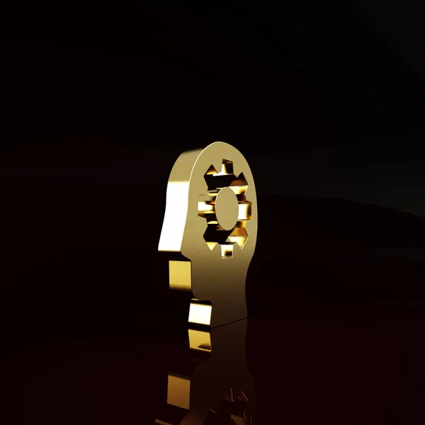 Kahverengi Arka Planda Izole Edilmiş Ikon Içerisindeki Teçhizatlı Altın Nsan — Stok fotoğraf