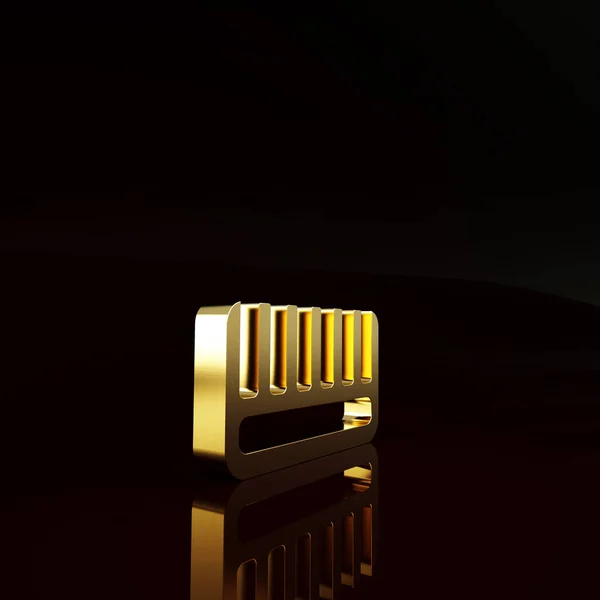 Guld Hårborste Ikon Isolerad Brun Bakgrund Kamma Frisyren Frisörsymbol Minimalistiskt — Stockfoto