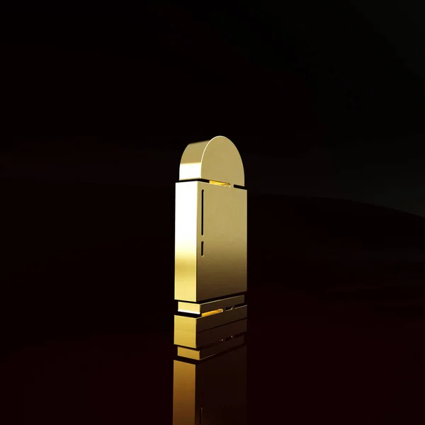 Icono Gold Bullet Aislado Sobre Fondo Marrón Concepto Minimalista Ilustración — Foto de Stock
