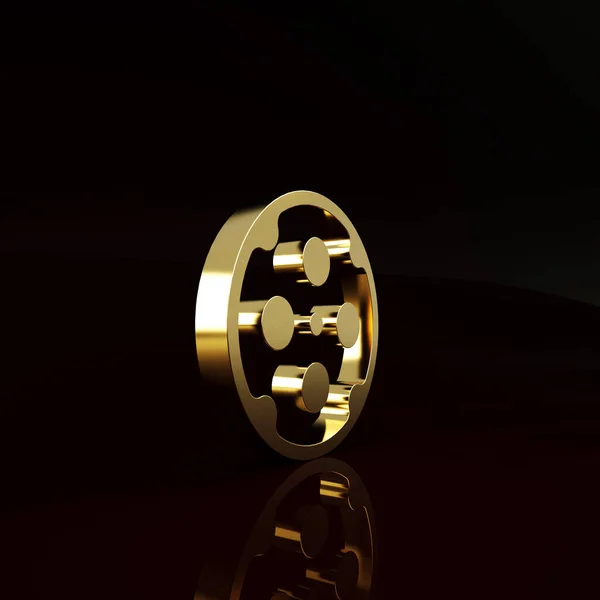 Gold Revolverzylindersymbol Isoliert Auf Braunem Hintergrund Minimalismus Konzept Illustration Renderer — Stockfoto