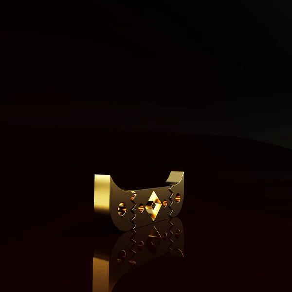 Gold Kajak Und Paddel Symbol Isoliert Auf Braunem Hintergrund Kajak — Stockfoto