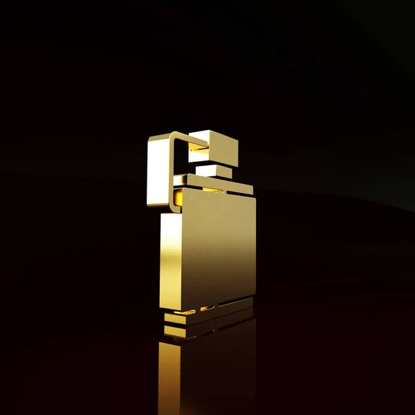 金色水壶图标孤立在棕色背景 游客瓶图标 水瓶在战役中的使用 最低纲领的概念 3D渲染3D插图 — 图库照片