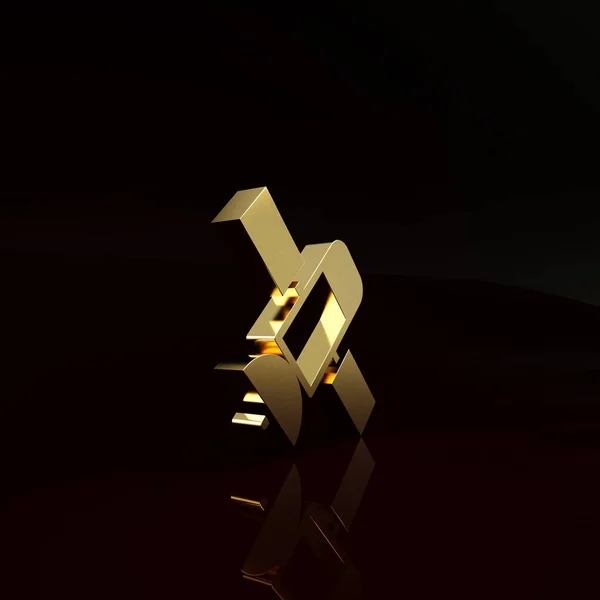 Gold Satellite Symbol Isoliert Auf Braunem Hintergrund Minimalismus Konzept Illustration — Stockfoto