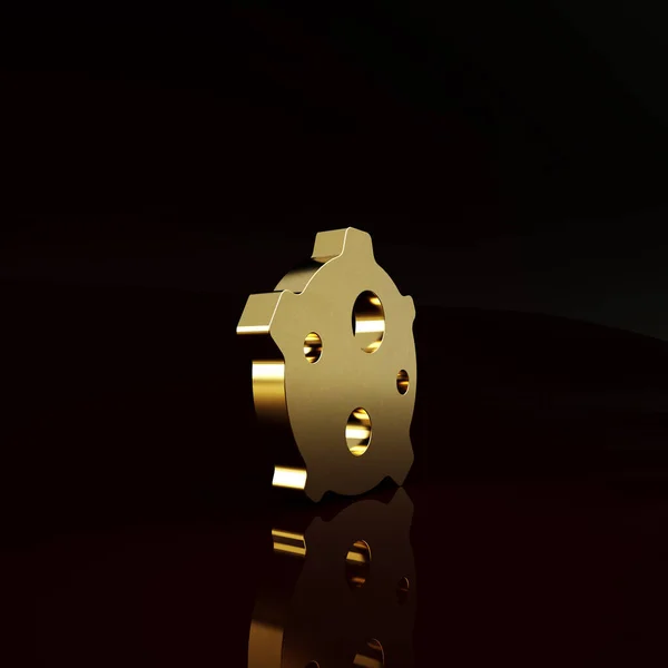 Ícone Asteróide Dourado Isolado Fundo Marrom Conceito Minimalismo Ilustração Render — Fotografia de Stock