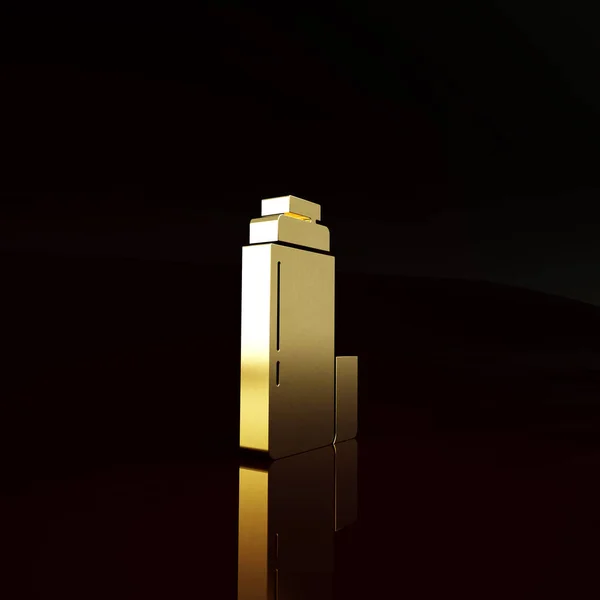 Złota Ikona Termosu Izolowana Brązowym Tle Ikona Termowizyjna Sprzęt Kempingowy — Zdjęcie stockowe
