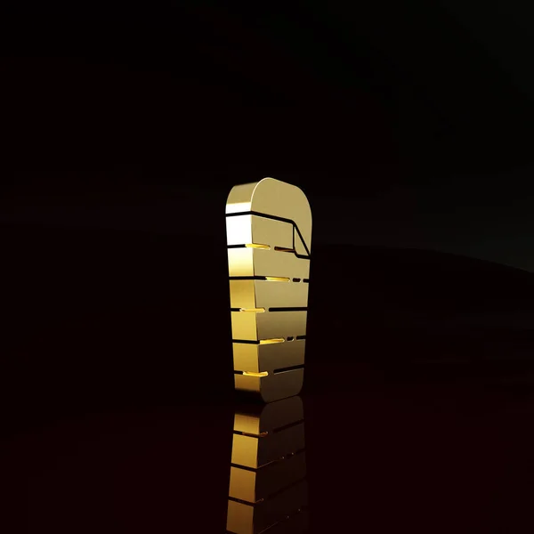 Altın Uyku Tulumu Simgesi Kahverengi Arkaplanda Izole Edilmiş Minimalizm Kavramı — Stok fotoğraf