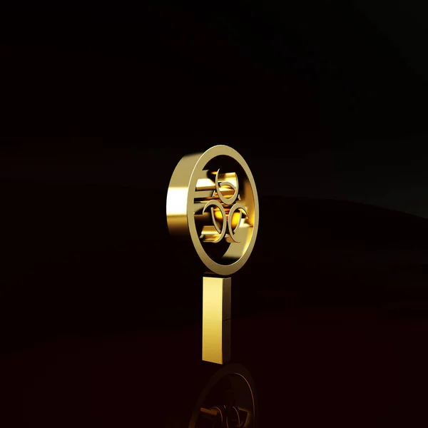 Иконка Золота Лупы Выделена Коричневом Фоне Концепция Минимализма Рендеринг — стоковое фото