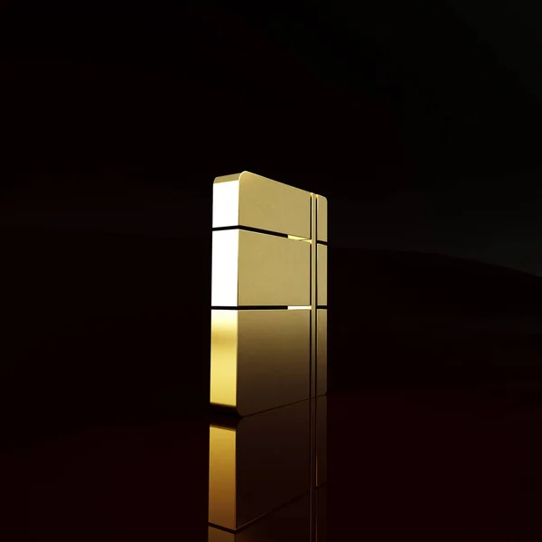 ゴールドSketchbookやアルバムのアイコンは 茶色の背景に隔離された 最小限の概念 3Dイラスト3Dレンダリング — ストック写真