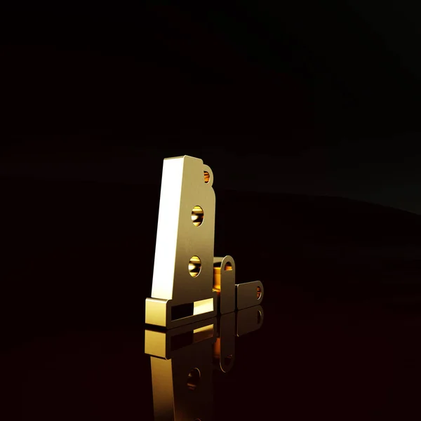 Gold Gun magazine and bullets icon isolated on brown background. Minimalism concept. 3d illustration 3D render.