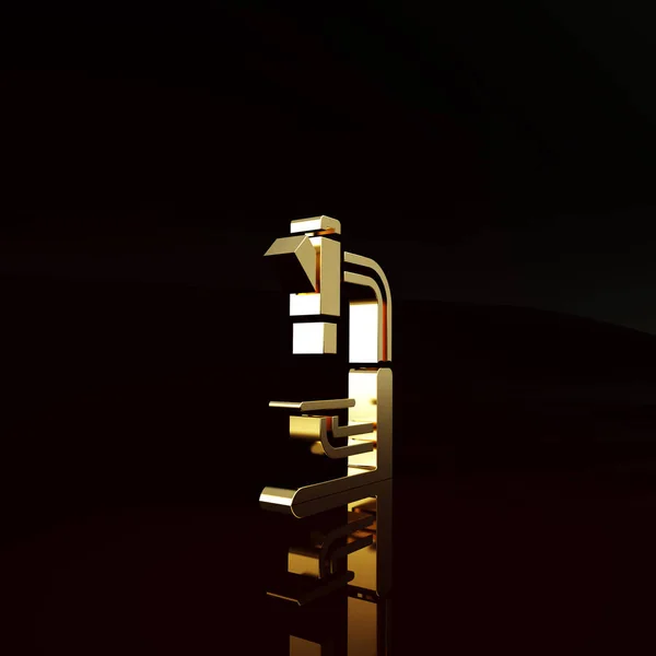 Kahverengi Arka Planda Izole Edilmiş Altın Mikroskop Simgesi Kimya Ilaç — Stok fotoğraf