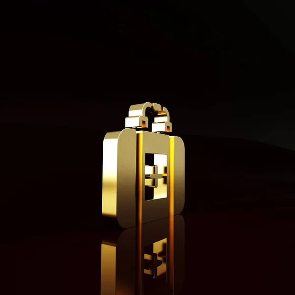 Das Symbol Des Verbandskastens Gold Isoliert Auf Braunem Hintergrund Medizinische — Stockfoto