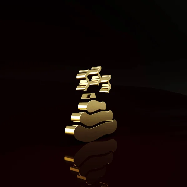 Gold Shit Icon Isolated Brown Background Minimalism Concept Illustration Render — Φωτογραφία Αρχείου