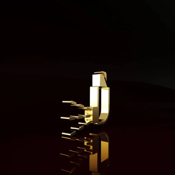 Gold Inhaler Pictogram Geïsoleerd Bruine Achtergrond Adem Voor Hoestverlichting Inhalatie — Stockfoto