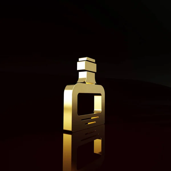 Ikona Láhev Zlaté Whisky Izolované Hnědém Pozadí Minimalismus Ilustrace Vykreslení — Stock fotografie