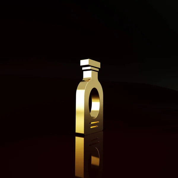 ゴールドアルコール飲料茶色の背景に隔離されたラムボトルアイコン 最小限の概念 3Dイラスト3Dレンダリング — ストック写真