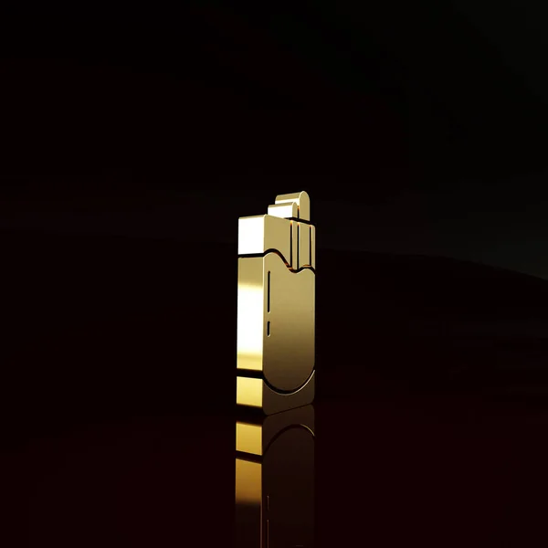 ゴールドカクテルブラッディメアリーのアイコンは茶色の背景に隔離されています 最小限の概念 3Dイラスト3Dレンダリング — ストック写真