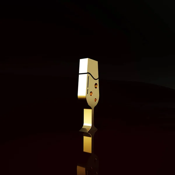 Gold Glas Champagner Ikone Isoliert Auf Braunem Hintergrund Minimalismus Konzept — Stockfoto