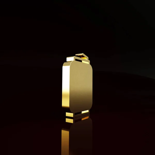 Gold Soda Peut Icône Isolée Sur Fond Brun Concept Minimalisme — Photo