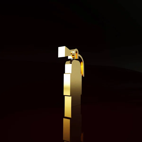 Gold Fire extinguisher icon isolated on brown background. Minimalism concept. 3d illustration 3D render.