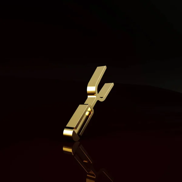 Kahverengi Arka Planda Izole Edilmiş Altın Barbekü Çatal Ikonu Mangal — Stok fotoğraf
