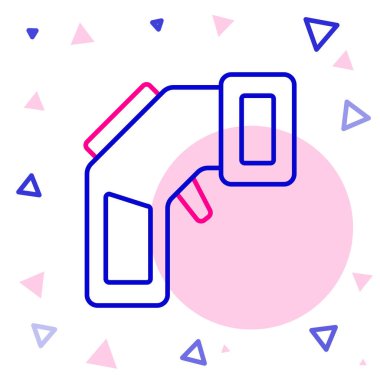 Beyaz zemin üzerinde kızılötesi ışık ikonu olan çizgi dijital temassız termometre. Renkli taslak konsepti. Vektör.