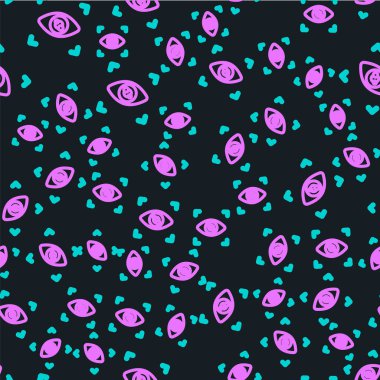 Çizgi göz tarama simgesi siyah arkaplanda izole edilmiş. Göz taraması yapılıyor. Güvenlik kontrol sembolü. Siber göz işareti. Vektör.