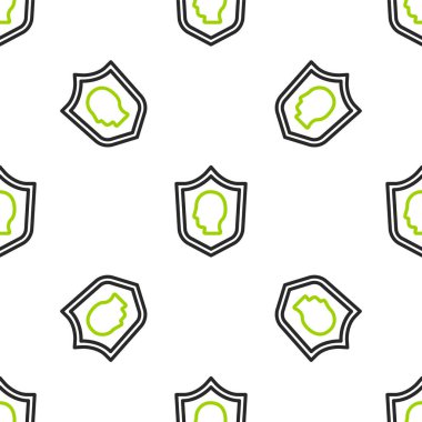 Satır Kullanıcı koruma simgesi beyaz arkaplanda izole edilmiş pürüzsüz desen. Güvenli kullanıcı girişi, şifre koruması, kişisel veri koruması, kimlik doğrulaması. Vektör.