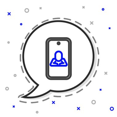 Çevrimiçi psikolojik danışmanlık mesafesi simgesi beyaz arkaplanda izole edildi. Psikoterapi, psikolojik yardım, online psikiyatrist danışmanlığı. Renkli taslak konsepti. Vektör.