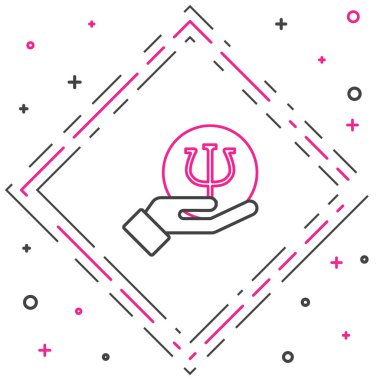 Beyaz arka planda izole edilmiş çizgi psikolojisi ikonu. Psi sembolü. Akıl sağlığı konsepti, psikanaliz analizi ve psikoterapi. Renkli taslak konsepti. Vektör.