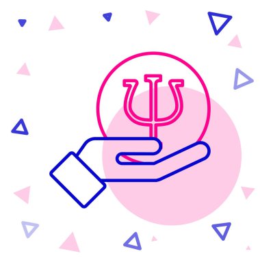 Beyaz arka planda izole edilmiş çizgi psikolojisi ikonu. Psi sembolü. Akıl sağlığı konsepti, psikanaliz analizi ve psikoterapi. Renkli taslak konsepti. Vektör.