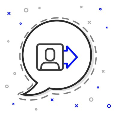 İdari simgelerden oluşan bir ekibin çizgi lideri beyaz arka planda izole edildi. Renkli taslak konsepti. Vektör.