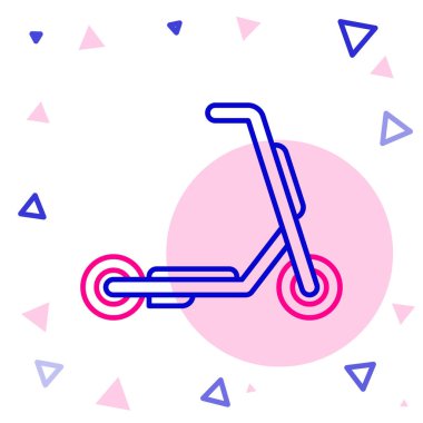 Çizgi Scooter dağıtım simgesi beyaz arkaplanda izole edildi. Teslimat hizmeti konsepti. Renkli taslak konsepti. Vektör.