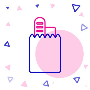 Çevrimiçi sipariş verme ve fast food dağıtım simgesi beyaz arka planda izole edildi. Renkli taslak konsepti. Vektör.