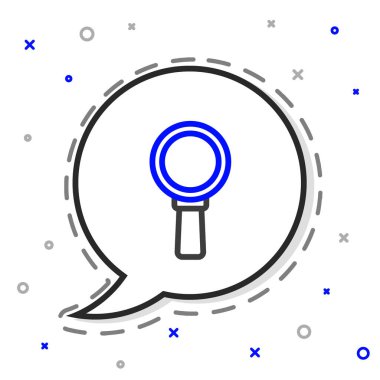 Beyaz arkaplanda izole edilmiş çizgi büyüteç simgesi. Arama, odaklanma, yakınlaştırma, iş sembolü. Renkli taslak konsepti. Vektör.