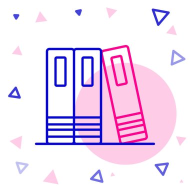 Beyaz arkaplanda dosya ve belge simgesi bulunan Satır Ofisi dizinleri izole edildi. Ofis dosyaları. Dosya arşivleme işareti. Renkli taslak konsepti. Vektör.