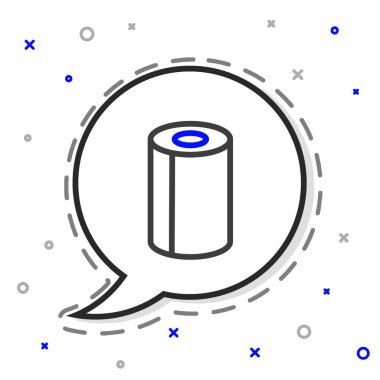 Beyaz arkaplanda çizgi halinde kağıt rulo simgesi izole edildi. Renkli taslak konsepti. Vektör.