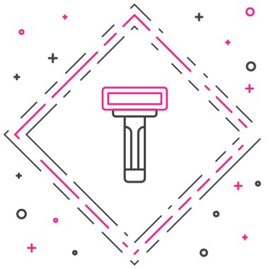 Beyaz arkaplanda traş bıçağı simgesi izole edildi. Renkli taslak konsepti. Vektör.