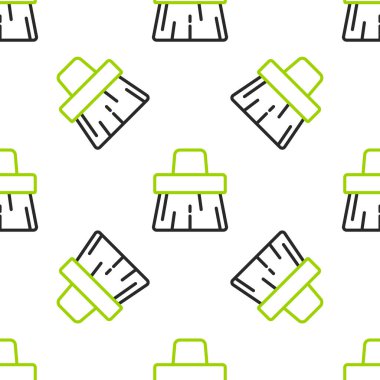 Çizgi süpürge simgesi beyaz arkaplanda izole edilmiş pürüzsüz desen. Temizlik hizmeti konsepti. Vektör.