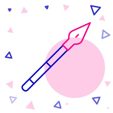 Orta Çağ çizgi mızrak simgesi beyaz arkaplanda izole edildi. Ortaçağ silahı. Renkli taslak konsepti. Vektör.