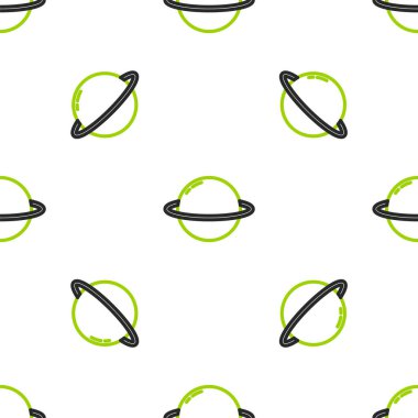 Gezegen Satürn 'ün gezegensel halka ikonu beyaz zemin üzerinde izole edilmiş kusursuz desen. Vektör.