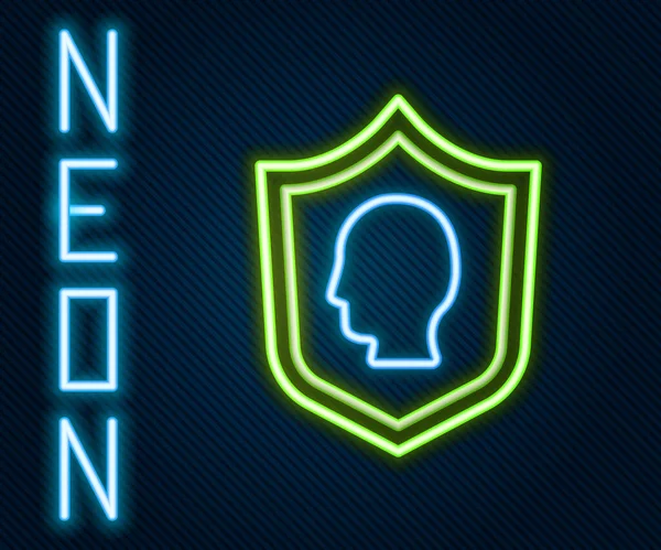 Glowing Neon Line Felhasználóvédelmi Ikon Elszigetelt Fekete Háttér Biztonságos Felhasználói — Stock Vector