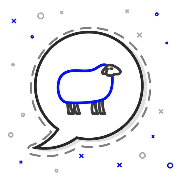 Ligne Icône Mouton Isolé Sur Fond Blanc Symbole Animal Concept — Image vectorielle