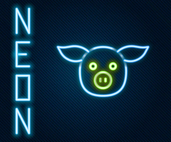 Ligne Lumineuse Icône Cochon Isolé Sur Fond Noir Symbole Animal — Image vectorielle