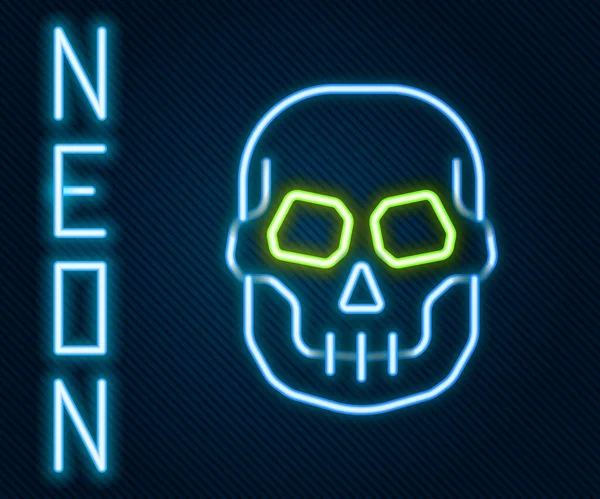 Glödande Neon Line Skull Ikon Isolerad Svart Bakgrund Glad Halloweenfest — Stock vektor