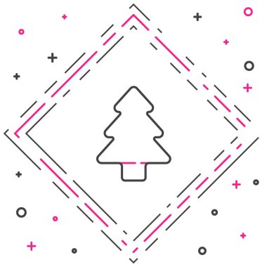 Beyaz arkaplanda çizgi ağacı simgesi izole edildi. Orman sembolü. Renkli taslak konsepti. Vektör.