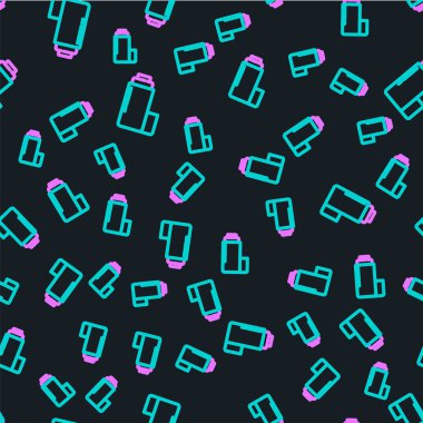 Termos konteynır simgesi siyah arkaplanda izole edilmiş. Termo matara ikonu. Kamp ve yürüyüş ekipmanları. Vektör.