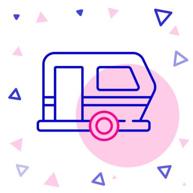 Rv Kamp karavanı simgesi beyaz arkaplanda izole edildi. Gezici ev, karavan, yolculuk için ev karavanı. Renkli taslak konsepti. Vektör.