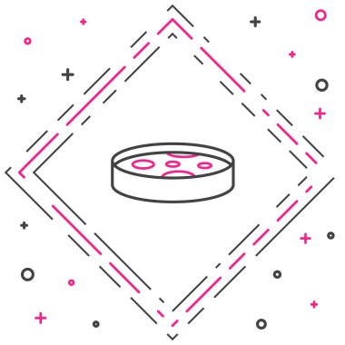 Beyaz arka planda izole edilmiş bakteri simgesi olan Petri hattı. Renkli taslak konsepti. Vektör.